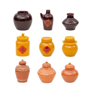 Juego de tarros de cerámica en miniatura vintage decoración de cocina de casa de muñecas