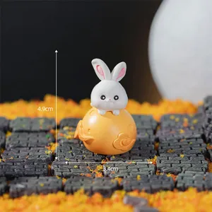 Cute resin rabbit figurine miniature moon ornament for micro landscape home desktop decor