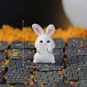 Cute resin rabbit figurine miniature ornament micro landscape desk decor toy doll 3.6cm