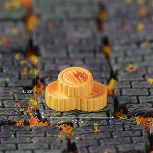 Miniature resin mooncake ornament detail shot, cute micro landscape accessory decor.