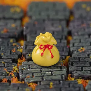 Mini yellow lucky bag resin figurine detail, 1.7x1.6cm small ornament for micro landscape.
