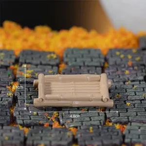 Miniature resin bamboo raft ornament micro landscape DIY accessory size 4.8x3.1cm