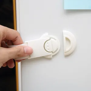 Adjustable white baby safety lock for refrigerators drawers and cabinets protection