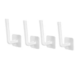 Set of four white adhesive L-shaped wall hooks for multifunctional kitchen storage
