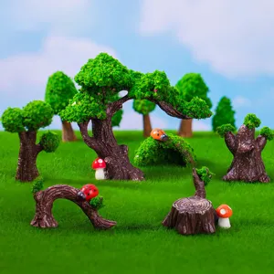 Miniatur Harz Bäume und Pilz Ornamente für DIY Märchengarten Mikro Landschaftsdekor.