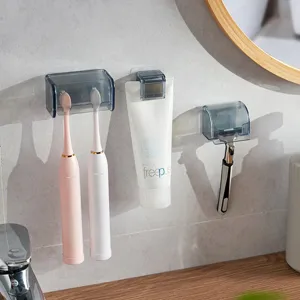 Set di porta spazzolini e rasoi da parete con coperchio antipolvere per il bagno