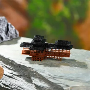 Miniatura de puente de pasillo de arquitectura antigua china para decoración de acuario y bonsái.