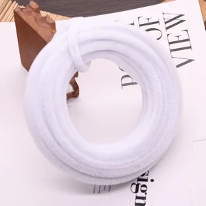 10mm thick white chenille stems pipe cleaners for DIY handmade flower bouquet craft supplies
