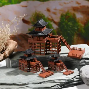 Chinesisches antikes Stelzenhaus Miniaturmodell Mikro Landschaft Aquarium Garten Dekor