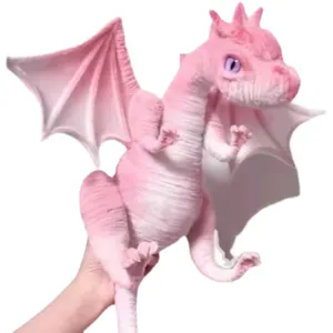 Handmade pink dragon pipe cleaner DIY craft toy, fuzzy chenille stems creative decoration gift.