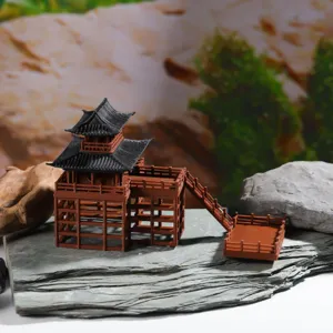 Chinesischer antiker Stelzenhaus 3D-Druck Modell Mikrolandschaft Aquarium Dekoration