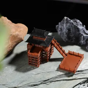 Chinesisches antike Stil Pfahlbau 3D Modell Miniatur Landschaft Ornament für Aquarium Dekor.