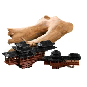 Adorno de puente en miniatura de estilo antiguo chino para pecera acuario bonsái decorativo