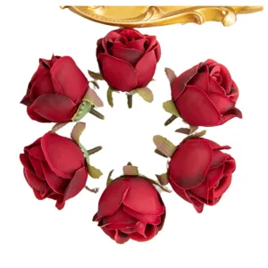 Têtes de roses en soie artificielle rouge foncé bricolage corsage chapeau accessoires