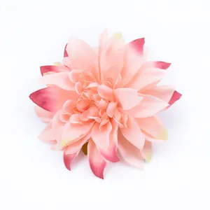 Cabeza de flor artificial de seda dalia rosa flor floreciente para decoración del hogar y bricolaje.