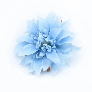 Flor de dalia artificial de seda azul para decoración del hogar, accesorios Hanfu y atrezzo.
