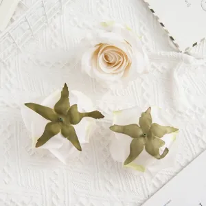 Artificial white rose flower heads simulation silk roses for wedding home decoration craft DIY 3pcs