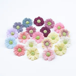 Set di teste di margherite artificiali, mini fiori finti per scatole regalo, decorazioni nozze, stile.