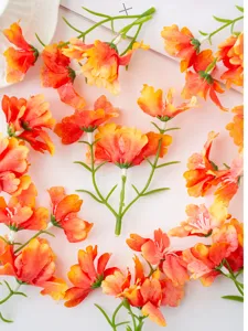Artificial small orchid flower flatlay for DIY craft decor home floral arrangement display parts