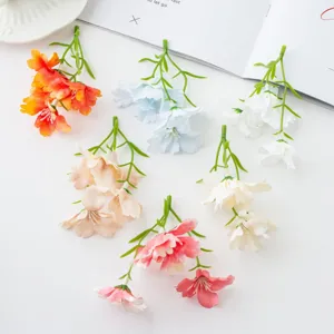 Simulation Three Head Orchid Fake Flowers Silk Fabric DIY Hairpin Accessories Home Wedding Party Floral Decoration