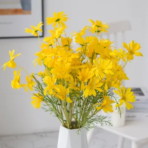 Artificial yellow daisy flower bouquet silk fake flowers for home wedding decor main