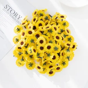 Artificial Sunflower Heads Silk Flower Daisy Heads For DIY Wreaths Hats Slippers Craft Home Wedding Party Decoration