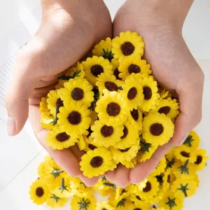 Artificial sunflower heads silk fake flowers craft floral accessories for DIY garlands hats