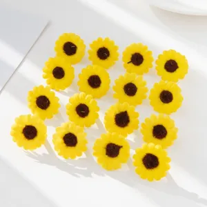Mini artificial sunflower heads for DIY craft garland hat slipper decoration accessories.