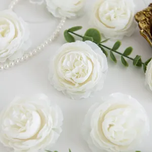 Artificial white peony silk flower 8cm decorative floral piece for wedding gift box detail shot