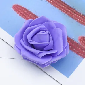 Purple PE foam rose flower head for wedding decoration DIY bouquet Valentine day gift crafting