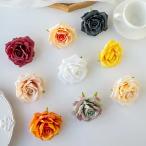 Artificial curled rose flower heads 8cm for DIY craft wedding floral wall backdrop decor