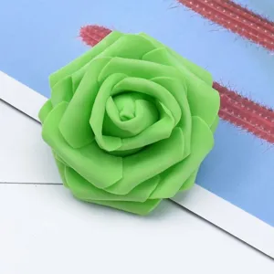 Green PE foam rose artificial flower head for wedding decoration DIY bouquets and gifts.