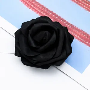 Black artificial foam rose flower head for wedding decoration DIY bouquet and gifts.