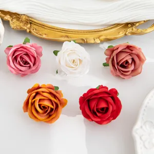 Cabezas de rosas de seda artificial para coronas florales DIY decoración de pared de bodas.