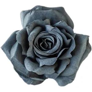 Artificial velvet rose flower head 8cm grey DIY wedding garland material craft decor