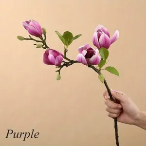 Superbe branche de fleur de magnolia artificielle violette fausse plante déco table