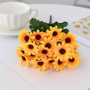 Artificial sunflower bouquet 7 branches fake yellow flowers for home decor detail view