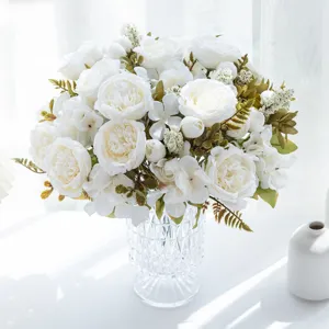 Europäische Retro künstliche Pfingstrosen Blumenstrauß Dekoration für Hochzeit Party.