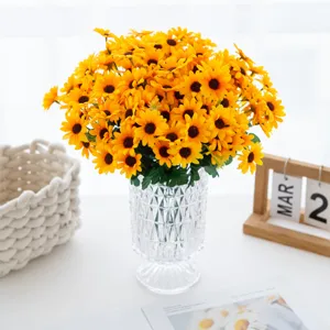Artificial sunflower bouquet 7 forks fake daisy flowers for home living room vase decoration