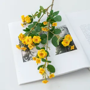 Artificial long branch small rose flowers for home decor and fine photography props.