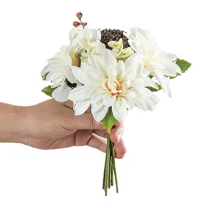 Artificial white flower bouquet faux black eyed susan for home wedding decor photography prop