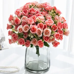 Artificial Rose Flower Bouquet 5-Fork Milan Flower Silk Fake Flowers For Home Wedding Party Garden Indoor Decor