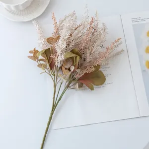 Artificial frosted lavender flower bouquet simulation plant home wedding decor green foliage
