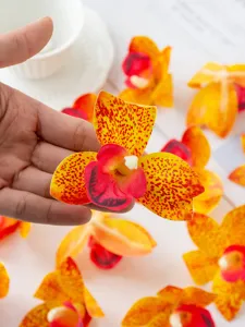 Artificial film cymbidium orchid flowers for cake dessert table decoration and DIY headwear