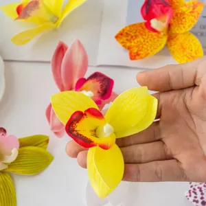 Artificial film cymbidium orchid flowers for cake dessert table and headress crafts