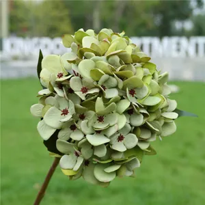 Nahaufnahme der vintage grünen künstlichen Hortensie für Heimdekoration und Blumenarrangements.