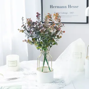 Artificial Eucalyptus Plant with Ceramic Vase Fake Greenery for Home Office Decor