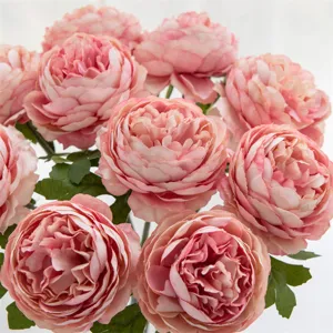 Artificial pink peony bouquet fake flower arrangement for home decor wedding party DIY floral design