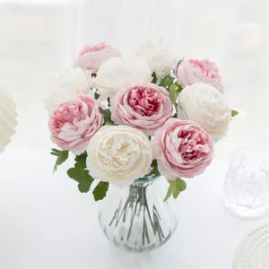 Artificial Silk Peony Single Head Flower Realistic Floral Stem For Home Wedding Party Decor Table Centerpiece Arrangement
