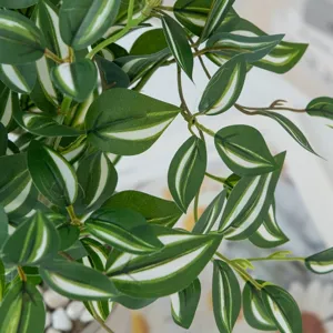 Artificial green plant potted decoration realistic faux leaves for home table decor